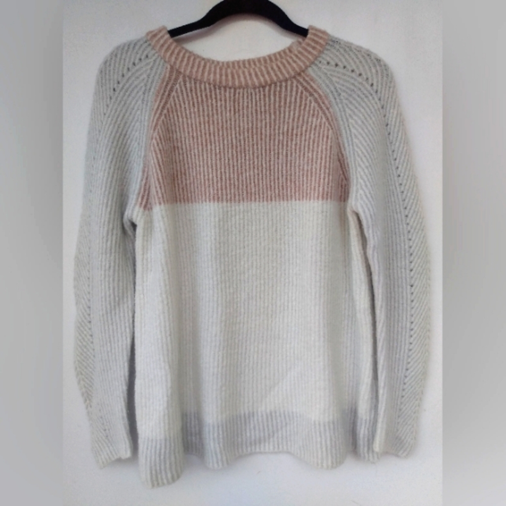 🍵Cozy Anthropologie Staccato Sweater Cream Tan Gray Fall Folklore